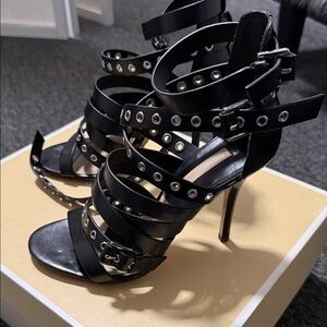 Michael Kors Black Strappy Heels with Buckles